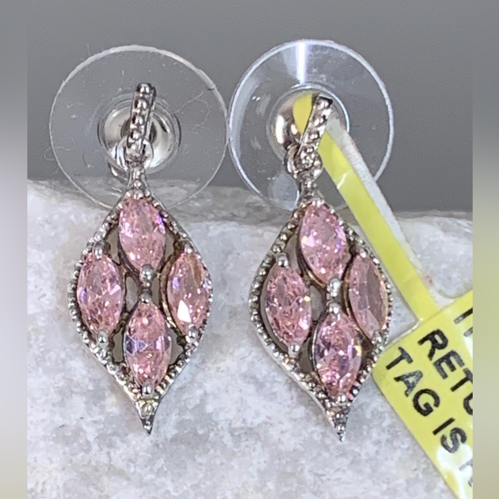 Designer STS Pink Sapphire  Stud Earrings in 925 Sterling Silver